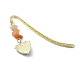 6Pcs 6 Style Natural Gemstone Beaded Pendant Bookmarks with Acrylic Heart AJEW-JK00261-5