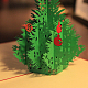 メリークリスマス3dは、クリスマスツリーのグリーティングカードをポップアップ  レッド  15x15cm DIY-N0001-118R-2