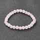 Naturelle quartz rose de perle bracelets extensibles BJEW-A117-B-11-2