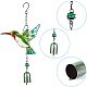Benecreat grünes Kolibri-Windspiel tragbares Eisen-Vogel-Windspiel mit Glocke für Zuhause HJEW-WH0028-21-3