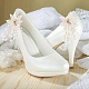 Abs プラスチック模造真珠ビーズの花の結婚式の靴の装飾  銅線巻き  ラインストーン付き  ゴールドカラー  80x62x10mm FIND-WH0126-71G-3
