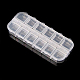 プラスチックネイルアートデコレーション収納ボックス  12のコンパートメント  長方形  透明  12.5x5x1.5cm MRMJ-T010-131-1