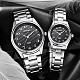 ファッションシンプルなカップルの腕時計  女性用ステンレススチール防水クォーツ腕時計  合金の腕時計ヘッド付き  ブラック  プラチナ  周囲：190ミリメートル WACH-BB19227-01-8