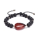 Bracelet perle tressée pierre naturelle coeur BJEW-JB07250-2