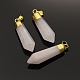 Gemstone Point Pendants with Golden Plated Brass Findings G-P053-11E-1