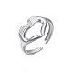 304 Stainless Steel Heart Gesture Open Cuff Ring for Women RJEW-S405-260P-4