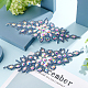 花グリッター ガラス ホットフィックス ラインストーン  ウェディングドレス  ブライダルベルト  靴  衣服の装飾  サファイア  240x95x5.5mm FIND-WH0050-29B-5