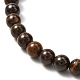 Bracelet extensible de perles rondes en opale boulder australienne naturelle de 6 mm pour hommes et femmes BJEW-JB07070-3