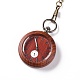 Reloj de bolsillo de madera de ébano con cadena de latón y clips WACH-D017-A10-02AB-2