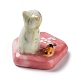 磁器香炉  花の上の猫の香立て  ホームオフィス茶屋禅仏教用品  淡い茶色  40x40x38mm DJEW-PW0012-130D-2