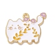 合金エナメルチャーム  ゴールドカラー  猫のチャーム  ホワイト  20.5x24x1.5mm  穴：1.6mm ENAM-147-04C-G-1