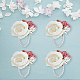 クラスパイア4ピースシルク手首コサージュ  プラスチック製の模造花と模造真珠のストレッチブレスレット付き  結婚式のための  パーティーの装飾  ピンク  170x140mm  4個/セット AJEW-CP0001-63-6