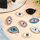FINGERINSPIRE 8PCS Crystal Rhinestone Egypt Evil Eye Patch 4 Style Exquisite Eye Shape Embroidery Sew On Patches Bling Glass Rhinestone Applique Patch Decoration for DIY Clothes Jacket Backpacks Hats DIY-FG0003-58-6