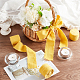 綿の素朴な擦り切れた縁のリボン  ウッドスプール付きタッセルフリンジリボン  結婚式のための  花束  招待状  ゴールド  1-5/8インチ（40mm）  約5.47ヤード（5m）/ロール OCOR-WH0071-029F-4