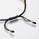 Bracelets tressés réglables de perle en laiton avec zircone cubique CZ de micro pave X-BJEW-F309-17G-4