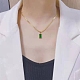 Halskette mit meergrünem kubischen Zirkon-Rechteck-Anhänger NJEW-Z028-01G-5