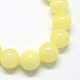 Chapelets de perles de pierres en jade jaune teinte G-R271-6mm-Y06-2