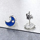 Rhodium Plated 925 Sterling Silver Enamel Stud Earrings EJEW-FF0008-010P-4