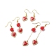 3 paio di 3 ciondoli smaltati in lega rossa stile e orecchini pendenti con perline rosa EJEW-JE05031-03-1