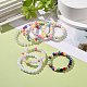 7 pièces 7 couleurs bonbon couleur acrylique rond perlé bracelets extensibles ensemble BJEW-JB08928-2