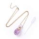 Natural Amethyst Openable Perfume Bottle Pendant Necklaces NJEW-G325-01G-1