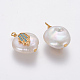Colgantes naturales de perlas cultivadas de agua dulce PEAR-L027-19B-2