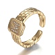 Brass Micro Pave Clear Cubic Zirconia Cuff Rings RJEW-H538-02G-M-3