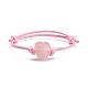 Bracciale con cordino intrecciato cuore di quarzo rosa naturale BJEW-JB07685-02-1