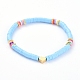 Bracelets extensibles faits main en pâte polymère heishi BJEW-JB05077-05-1