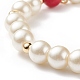 Bracciale elasticizzato in giada mashan naturale e perle di vetro BJEW-TA00143-6
