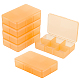 Nbeadsプラスチックボックス  ビーズ保存容器  6のコンパートメント  長方形  オレンジ  8.5x5.8x2.1cm  コンパートメント：2.5x2.5センチメートル  6区画/ボックス CON-NB0001-60-1