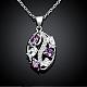 Silver Plated Brass Cubic Zirconia Leaf Pendant Necklaces NJEW-BB03025-C-2