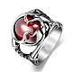 Punk 316L Stainless Steel Oval Red Corundum Rings For Men RJEW-BB01158-9-1
