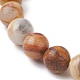 Bracelets extensibles en perles rondes en agate folle naturelle BJEW-TA00410-03-3