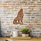 Creatcabin lobo arte de pared de madera animal decoración de pared signo bruja decoraciones cactus escultura de madera con gancho para casa de campo AJEW-WH0331-007-6