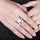 女性のための二重ループスズ合金チェコラインストーンパーティー指輪  エナメル  プラチナ  サイズ6  16.5mm RJEW-BB15389-6P-7