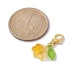 5 個の花と葉のアクリルペンダント装飾  合金製カニカン付き  ゴールドカラー  25mm HJEW-JM01365-02-3