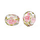 Flower Printed Transparent Acrylic Rondelle Beads TACR-S160-01-D04-3