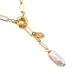 Colliers de lariat de perle de perle baroque naturelle keshi NJEW-JN03042-02-2
