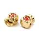 Perlas de esmalte de latón chapado en oro real de 18k con revestimiento en estante KK-Q795-04G-3