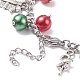 Caja de regalo de navidad y árbol y copo de nieve y pulsera de aleación de renos con perla de vidrio BJEW-TA00097-5