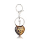 Porte-clés coeur en œil de tigre naturel avec symbole kore PW-WG17998-11-1