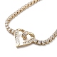 Heart Brass Link Bracelet with Clear Cubic Zirconia Tennis Chains BJEW-G690-05G-2