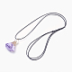 Adjustable Cloth Flower Pendant Necklaces NJEW-JN02238-M-2