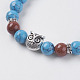 Synthetic Turquoise and Goldstone Beads Stretch Bracelets BJEW-E326-09A-2