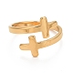 Ионное покрытие (ip) 304 кольцо из нержавеющей стали с двойным крестом и открытой манжетой для женщин RJEW-C025-32G-2