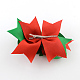 クリスマスグログランちょう結びワニのヘアクリップ  鉄のクリップ付き  レッド  プラチナ  105x135mm  クリップ：56x8mm PHAR-R167-03-2