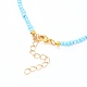 Bracelets de cheville en perles de rocaille de verre et chaînes gourmettes en laiton AJEW-AN00315-4