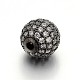 Perles rondes en laiton avec zircone cubique de micro pave ZIRC-L017-03B-2