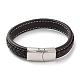 Bracelet cordon en cuir tressé de couleurs mélangées BJEW-M302-01P-2